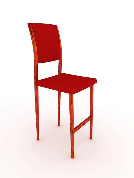Wysokie krzesło drewniane na białym tle. 3D — Zdjęcie stockowe