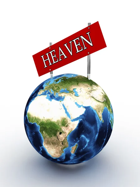Road sign in the heaven and hell against the sky — Stock Photo, Image