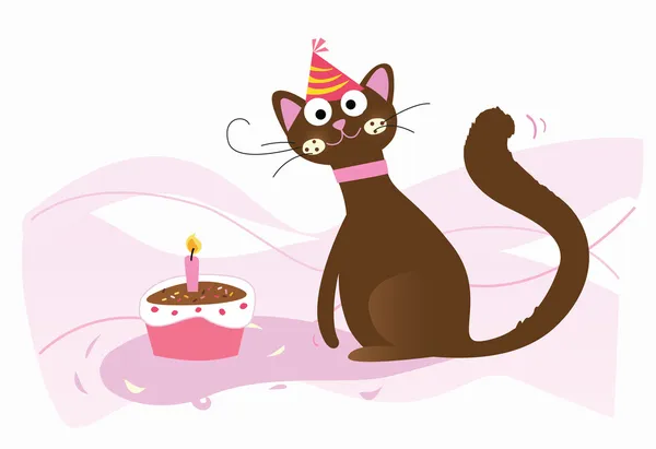 Feliz cumpleaños, Gato ! — Vector de stock
