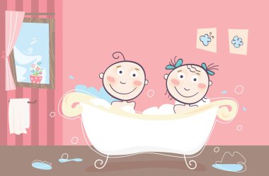 Children's bath. Vector clipart