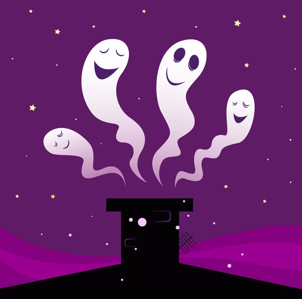 Векторная иллюстрация четырёх призраков Хэллоуина — стоковый вектор