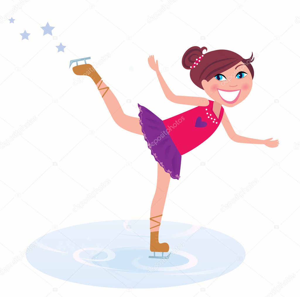 Young girl training figure skating on ice — Stock Vector © BEEANDGLOW ...