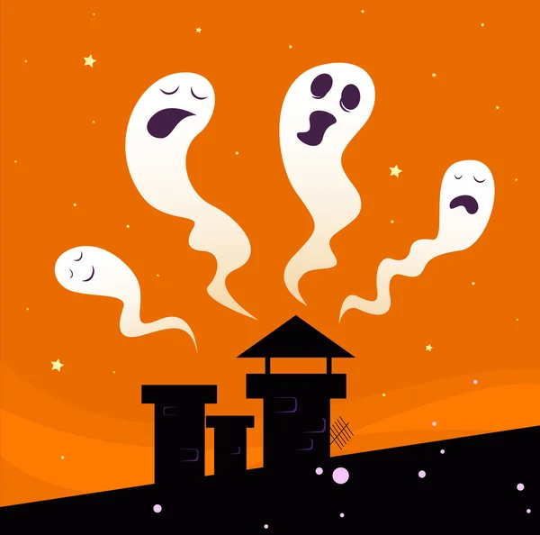 Notte di Halloween: Spaventosi personaggi fantasma — Vettoriale Stock