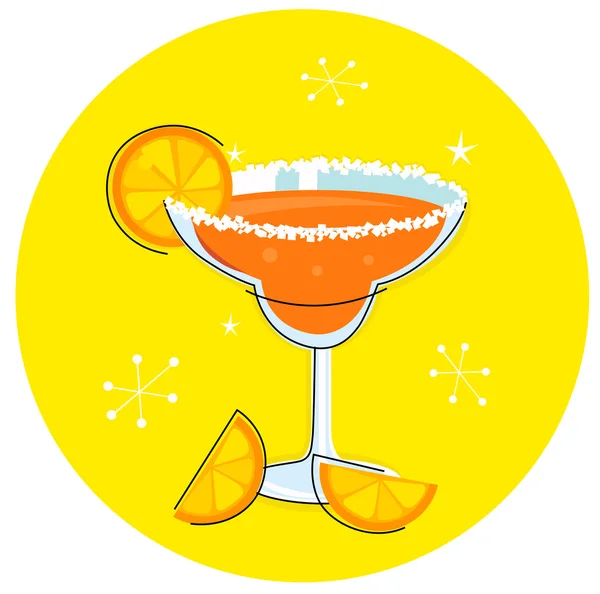 橙色的玛格丽塔: 复古鸡尾酒图标 — 图库矢量图片