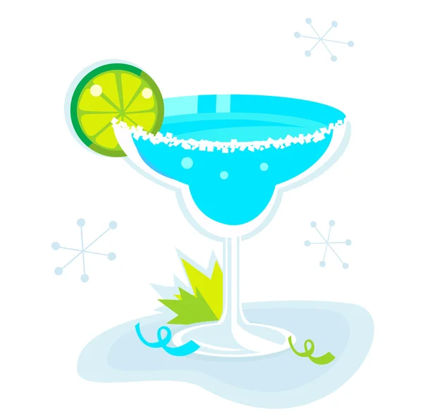 Blauwe margarita cocktail geïsoleerd op witte achtergrond — Stockvector