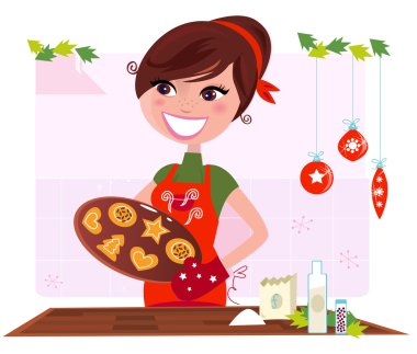 Secret recipe: Woman preparing christmas cookies