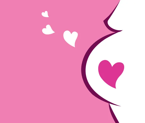 Icona donna incinta con cuore (rosa ) — Vettoriale Stock