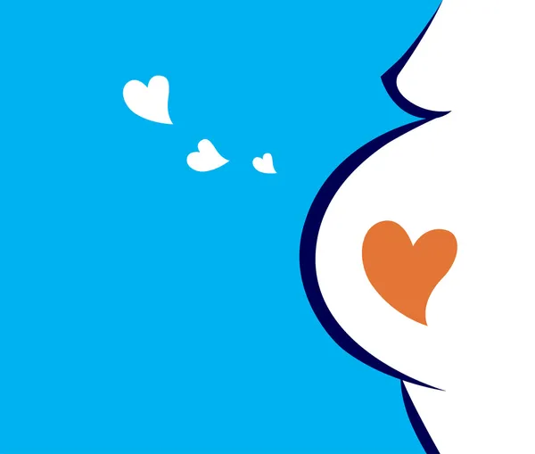 Pregnant woman icon with heart (blue) — Stock Vector