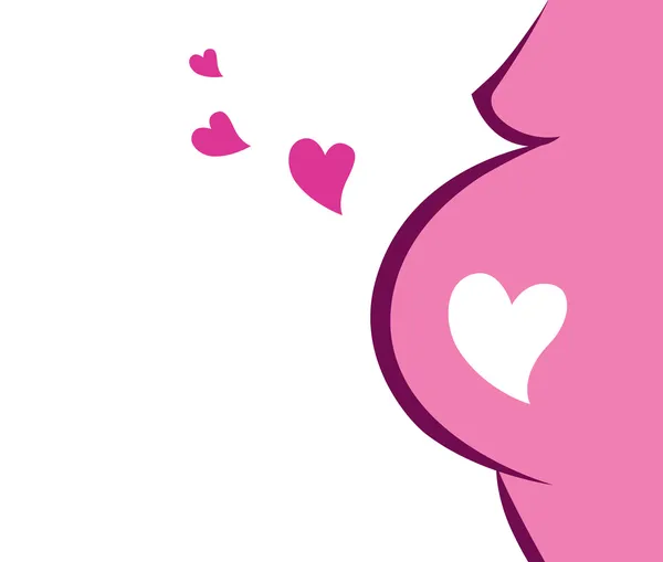 Icona donna incinta con cuore (rosa ) — Vettoriale Stock