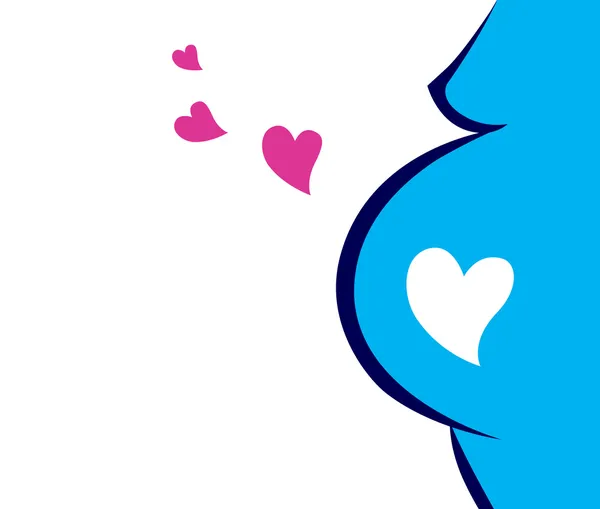 Ícone de mulher grávida com coração (azul ) —  Vetores de Stock