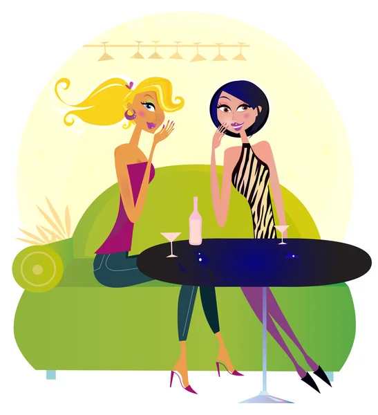Δύο γυναίκες του gossip σε νυχτερινό κέντρο — Διανυσματικό Αρχείο