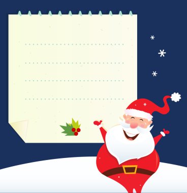 Christmas Santa with blank note clipart