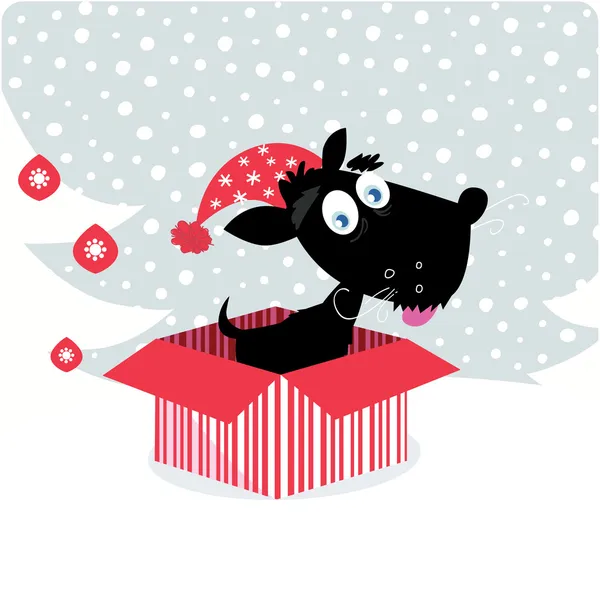 Boże Narodzenie pies szczeniak w Boże Narodzenie — Wektor stockowy