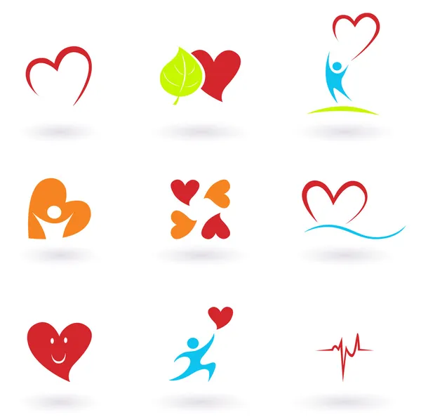 Kardiológia, szív- és ikonok gyűjtemény Stock Illusztrációk