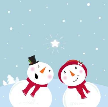 Valentine´s Day: Snowman & Snow - woman. Snowy couple in love clipart