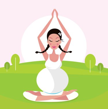 Sağlık, yoga & doğa: hamile kadın asana yeşil park alıştırma