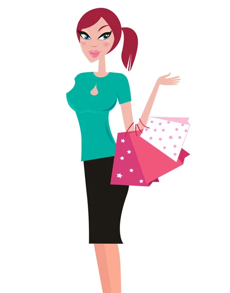 Illustration Vectorielle Shopping Girl — Image vectorielle