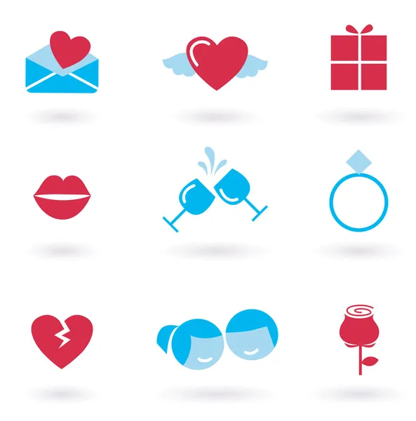 Collection d'icônes Saint Valentin et Amour - rouge — Image vectorielle