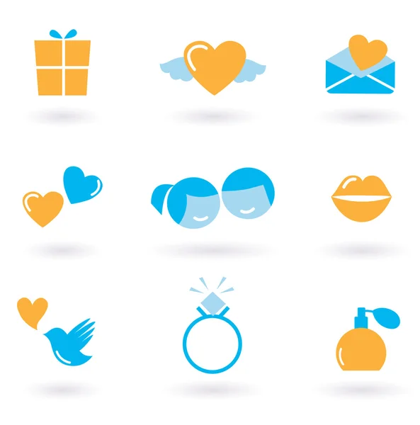Vector Collection Valentine Day Wedding Icons — Stock Vector