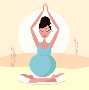 Pregnant woman in yoga relaxation pose. Vector Illustration. clipart