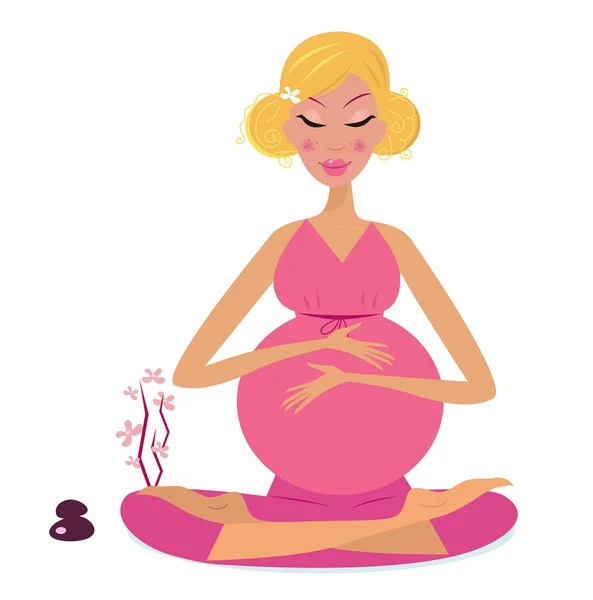 Zwangere Vrouw Lotushouding Vector Illustratie — Stockvector