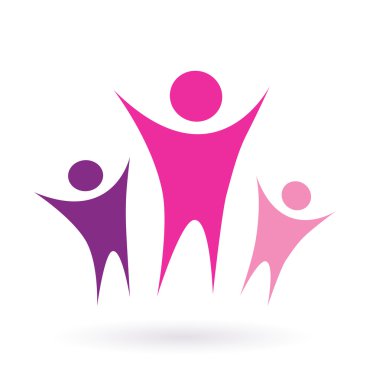 Women group / community icon - pink clipart