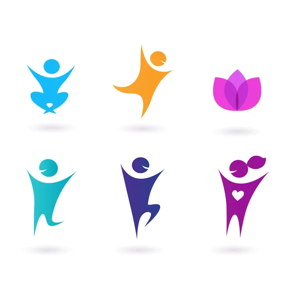 Colección de iconos humanos - yoga y deporte — Vector de stock