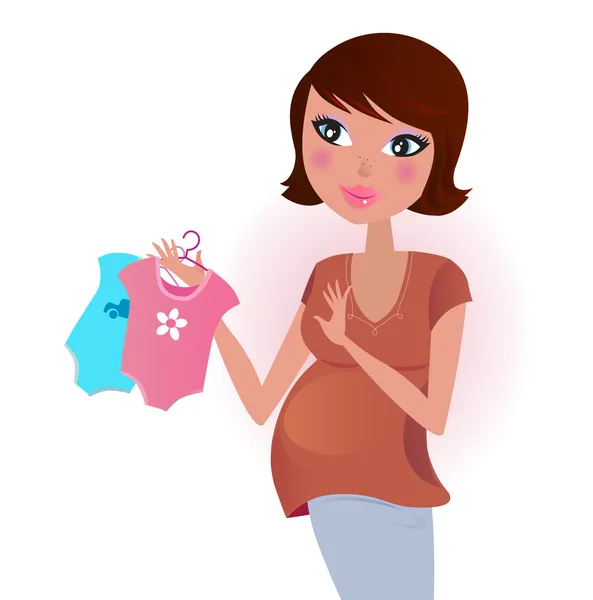 Hamile kadın kız veya erkek bebek bekliyor — Stok Vektör