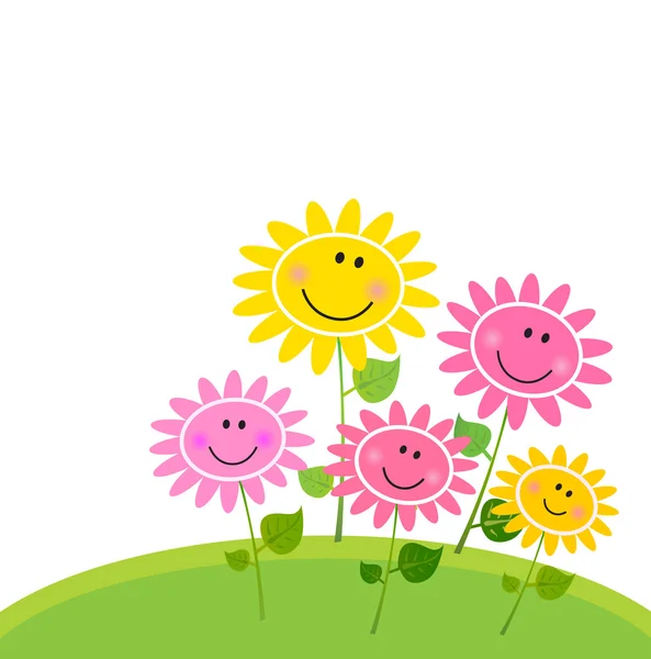 Šťastný jarní květinová zahrada — Stockový vektor