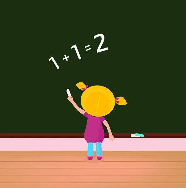 数学一课在学校的小可爱孩子 — 图库矢量图片