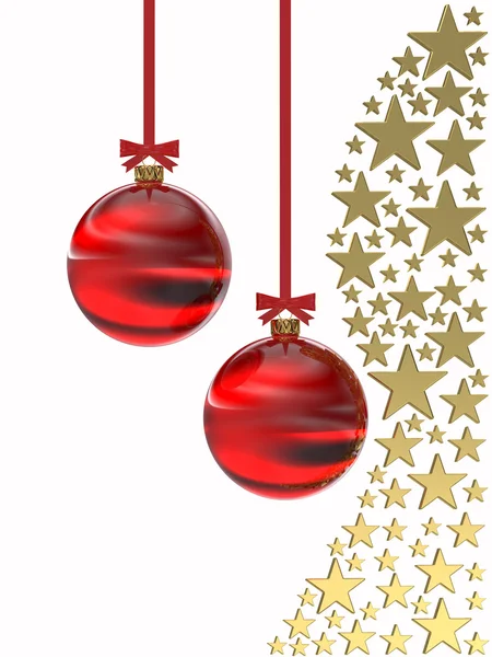 Golden stars with Christmas balls — Stock Photo, Image