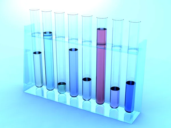 Test tubes under blue light — Stock Photo, Image