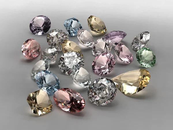 Färgglada diamanter samling — Stockfoto