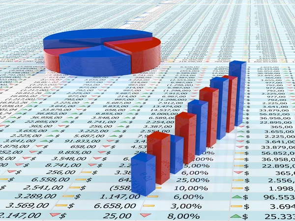 Blue and red spreadsheet — Stock Photo, Image