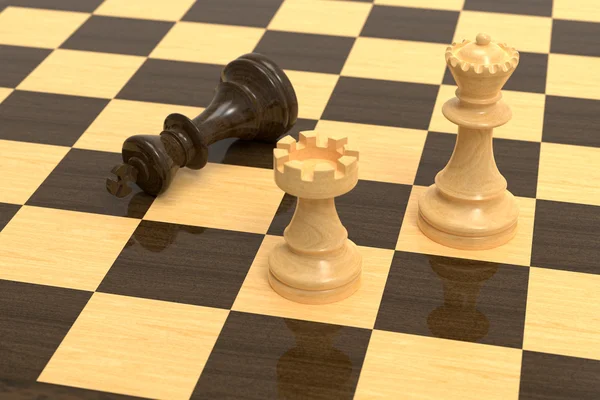 Checkmate em tábua de madeira — Fotografia de Stock