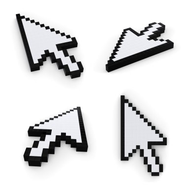 Pixelated mouse pointers on white background clipart