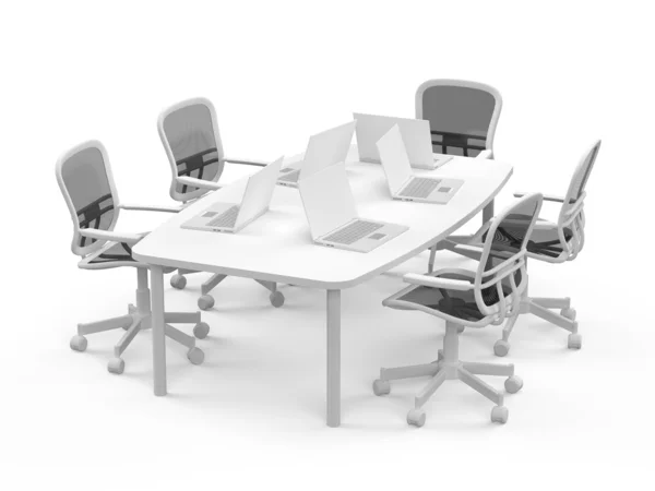 Mesa de conferencias con ordenadores portátiles —  Fotos de Stock