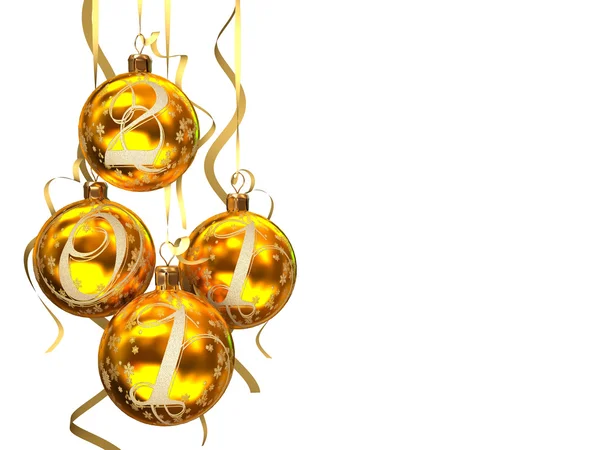 Christmas balls 2011 on white background 3D rendering — Stock Photo, Image
