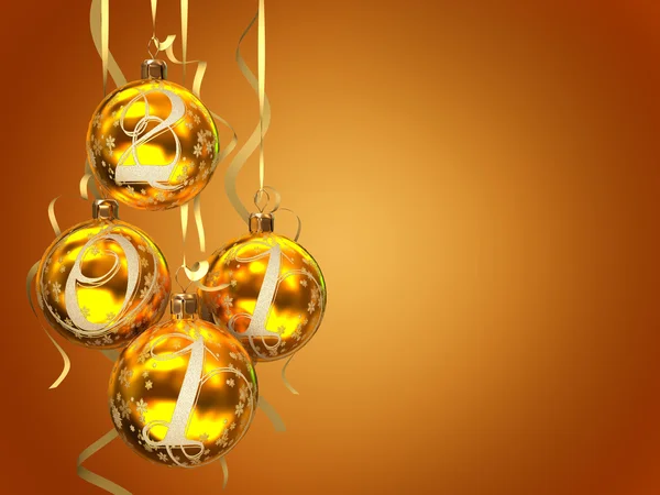 Kerstballen 2011 op de achtergrond 3D-rendering — Stockfoto