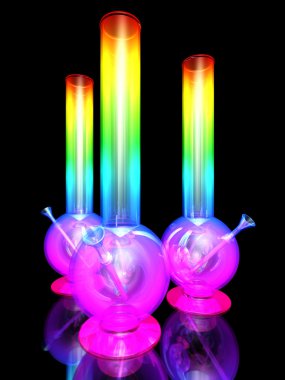 Three bongs isolated on black background clipart