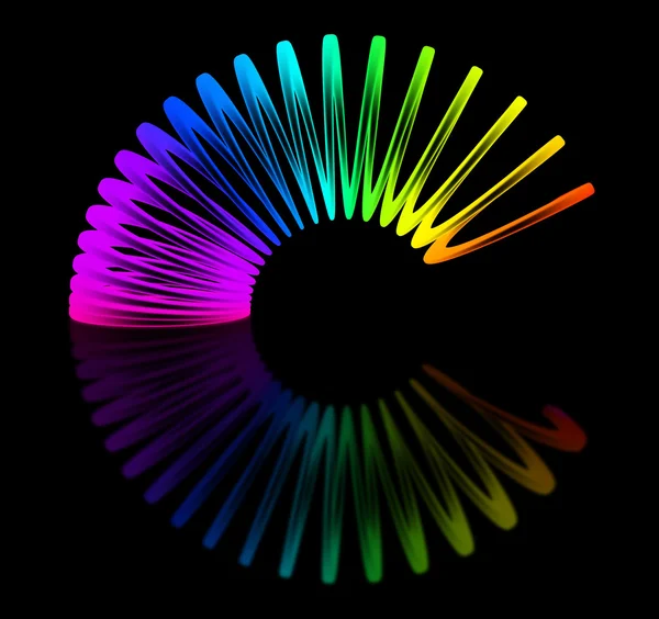 Slinky multicolorido isolado no fundo preto — Fotografia de Stock
