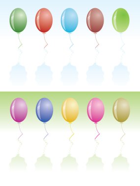parti tasarım; Balon, konfeti, canlı renkler - vektör çizim