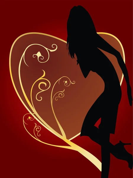 Tarjeta de San Valentín con mujer sexy — Vector de stock