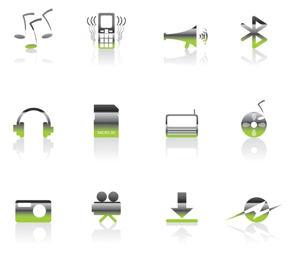 Iconos de rendimiento del teléfono móvil — Vector de stock