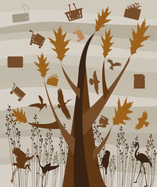 Nature and shopping background clipart