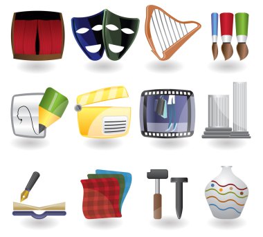 Different kind of art icons clipart