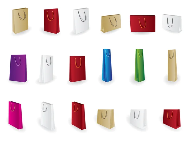 Diversi Tipi Icone Shopping Bag Set Icone Vettoriali — Vettoriale Stock