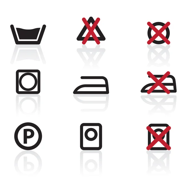 Laundry Care Symbols Signs Icons Vector Icon Set — Stock Vector
