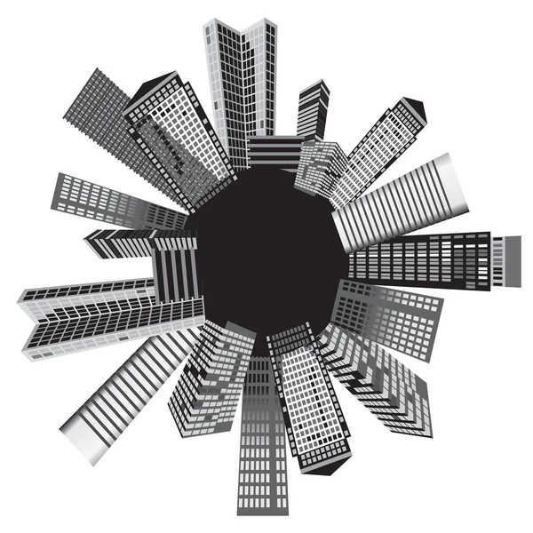 Villes noires et blanches — Image vectorielle