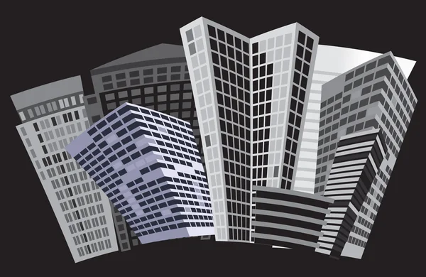 Black White City Vector Illustration — Stock Vector